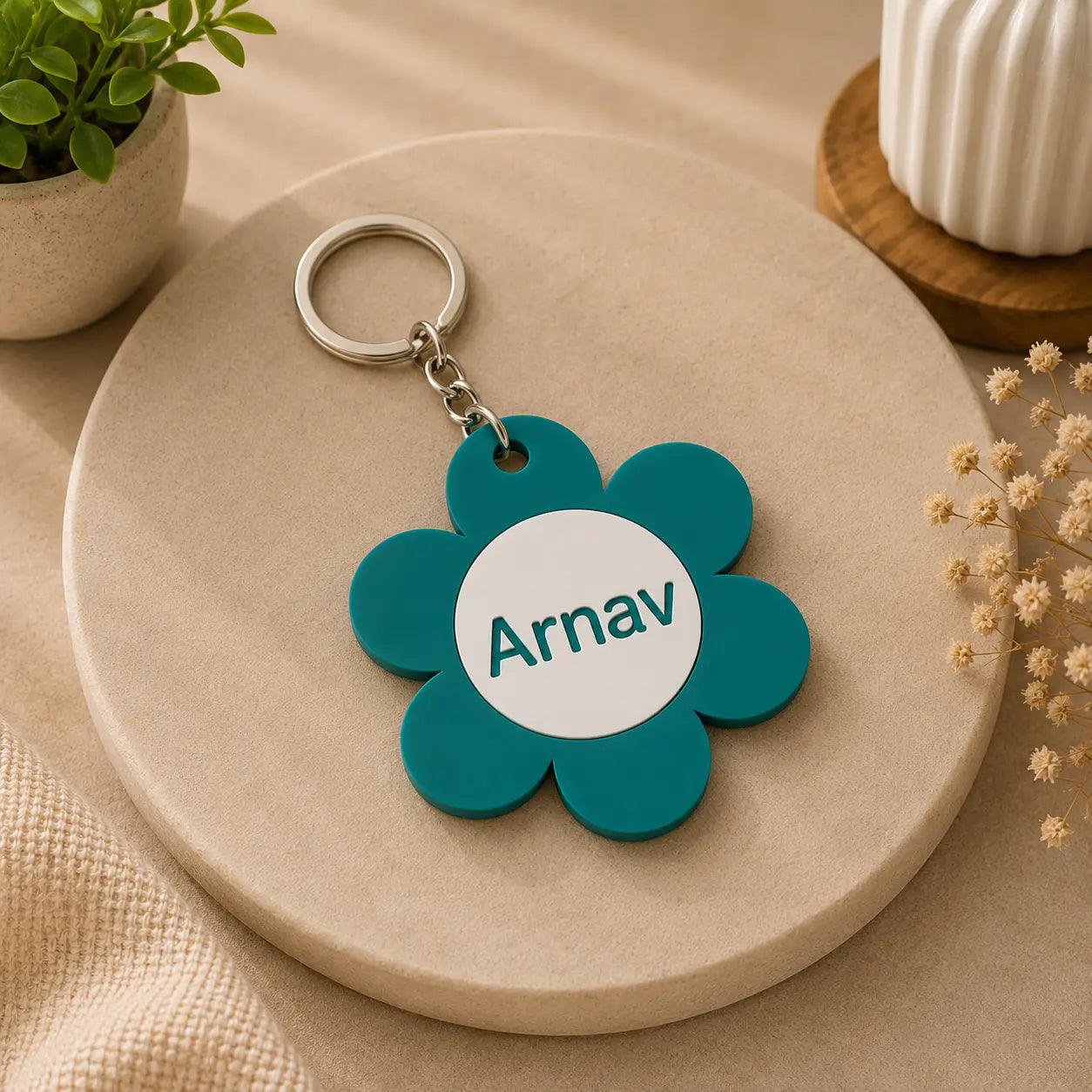 Personalized Flower Initial Keychain – Custom Letter | Crivon3D
