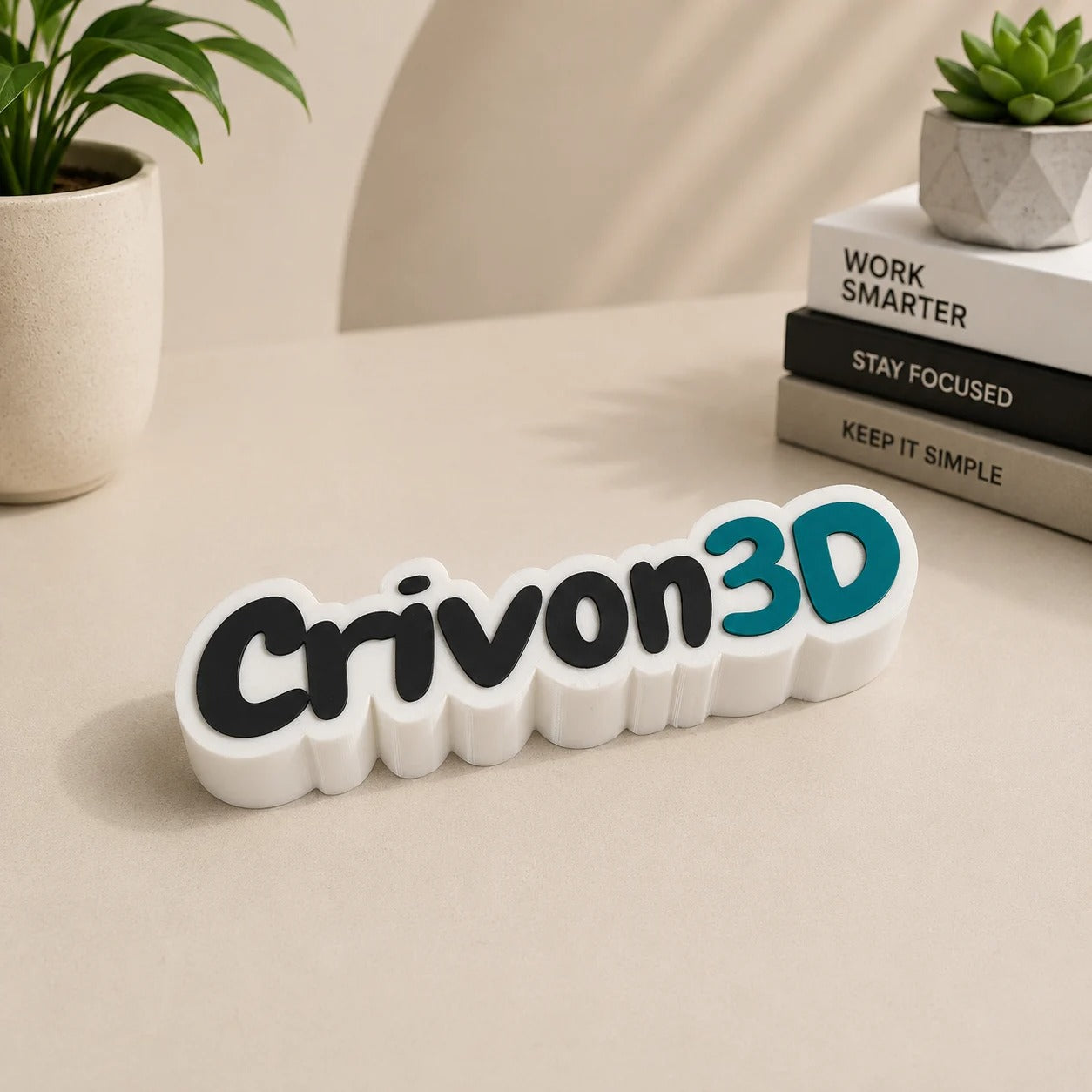 Customisable Name Plate with Pen Holder – Personalised 3D Printed Desk Nameplate | Crivon3d