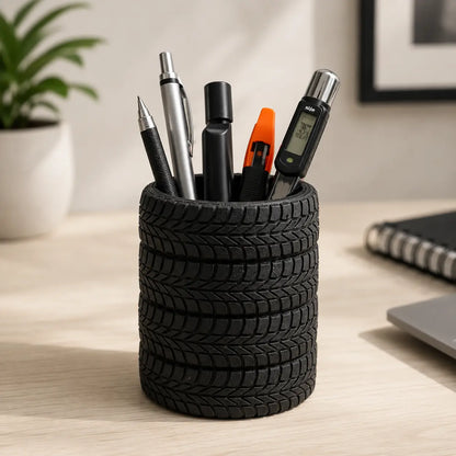 Car Tyre Pen Holder – Automotive Desk Organizer for Car Enthusiasts